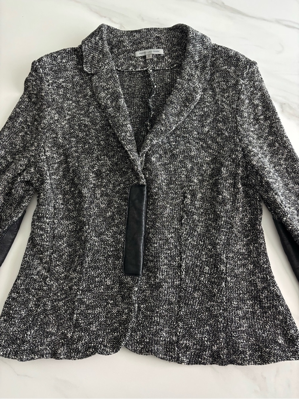 People like Frank Textured Black & Gray jersey jacket with leather details sz L